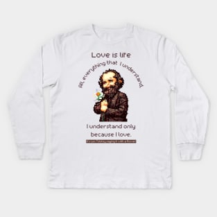 Leo Tolstoy Quote Pixel Art Kids Long Sleeve T-Shirt